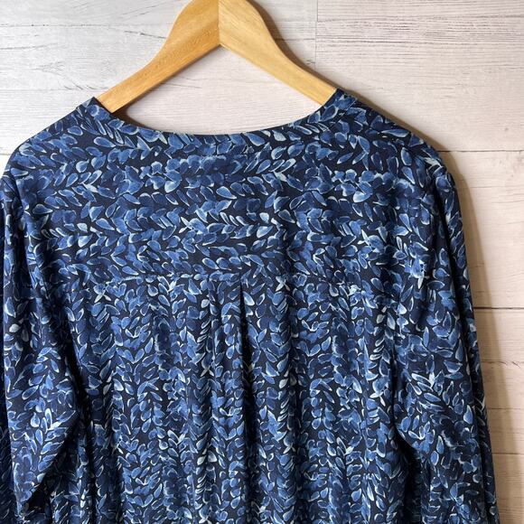 Pure Jill Dress Womens Size Large Blue Winter Sky Midi Foliage Modest Comfort - Picture 12 of 16